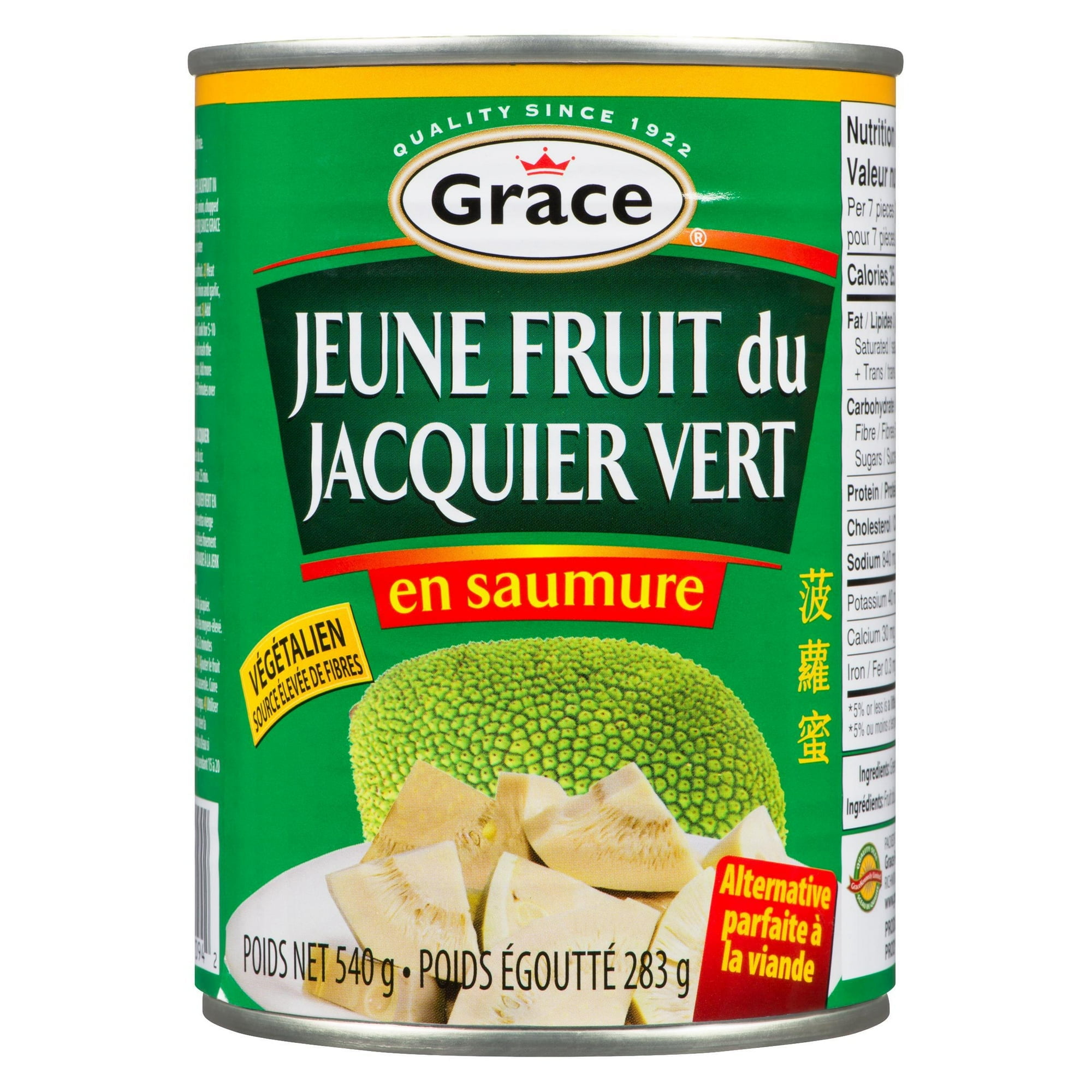 Grace Young Green Jackfruit in Brine, 540g can, Grace Young Green Jackfruit in Brine, 12 pack, 540g Cans