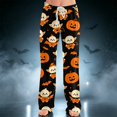 thumbnail image 2 of IYYVV Halloween Pajama Pants for Women Stretch Drawstring Lounge Pants Casual Pumpkin Printed Wide Leg Pjs Bottoms Black L, 2 of 5