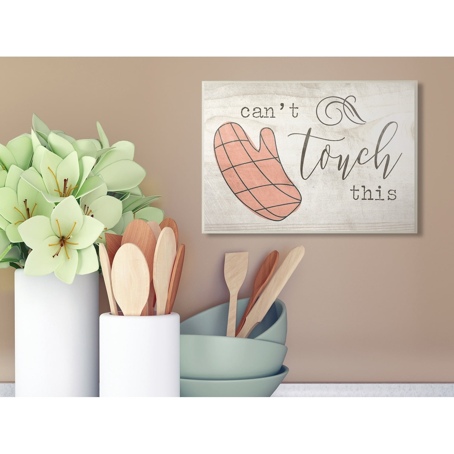 Stupell Industries Can't Touch This Oven Mitts Novelty Painting Unframed Art Print Wall Art, 13 x 19