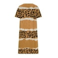 thumbnail image 2 of Womens Plus Size Dresses Trendy Stripe Leopard Printed Casual Loose Short Sleeve V-Neck Basic Pullover Loungewear Knee Length Tshirts Midi Dress Christmas Gifts, 2 of 5