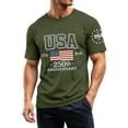 thumbnail image 4 of Homeyce Mens 250 Anniversary Usa Shirt Short Sleeve Usa Flag Print Shirts 4th Of July Independence Day Vintage Tshirt Crew Neck 250th America Anniversary Patriotic Shirts,Green XL, 4 of 6