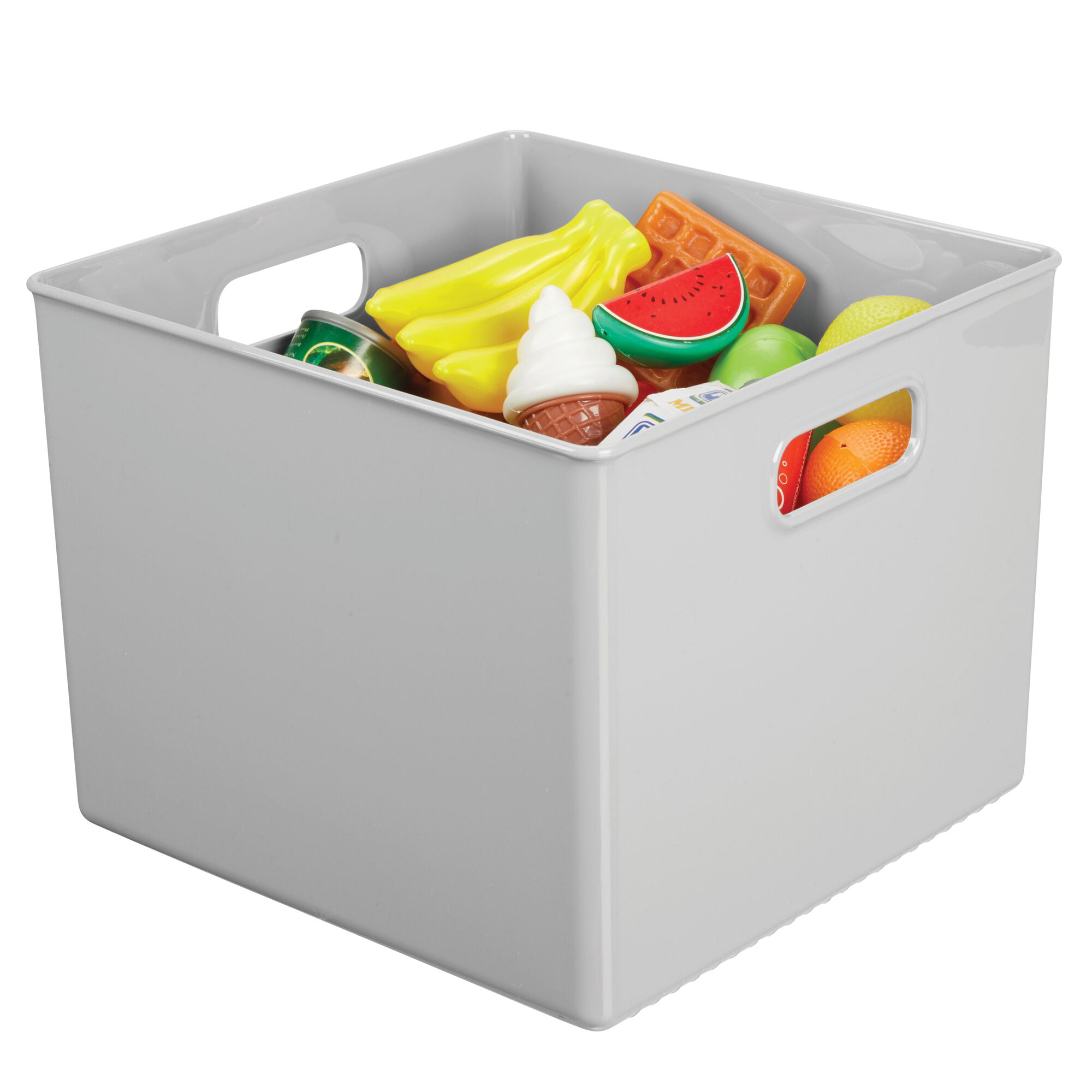 mDesign Plastic Deep Home Storage Organizer Bin with Handles, 4
