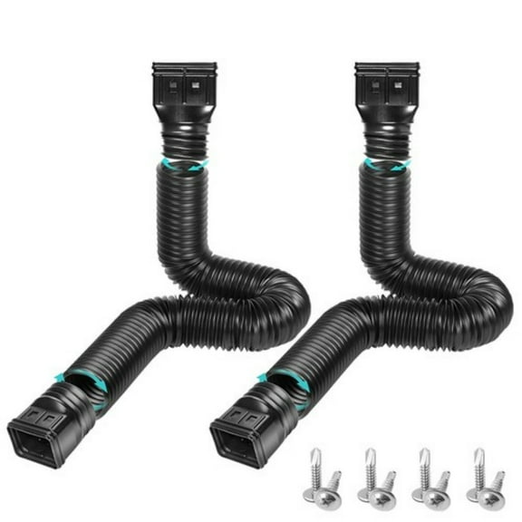 2Pack Expandable Downspout Extension - Adjustable 21-60″ Rain Pipe for Gutters, Durable Flex Spout, Black