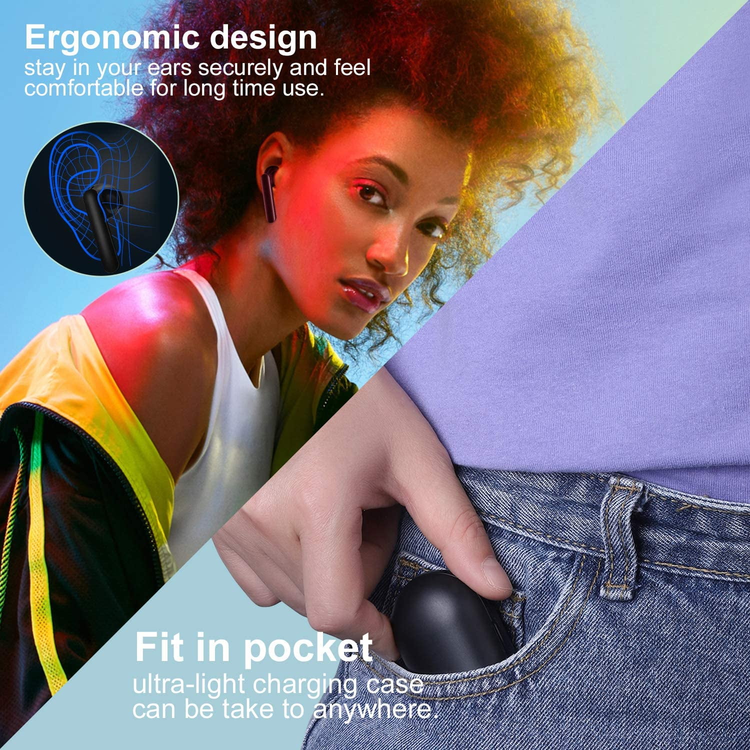 TWS Earphones Wireless Bluetooth for Google Pixel 9/Pro/Pro XL/9a Phones - Earbuds Headphones True Stereo Headset Hands-free Mic