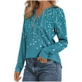 thumbnail image 4 of Womens V Neck Long Sleeve Blouses Tops Fall Fashion Ruffle Cuffs Dressy Casual T-Shirts, 4 of 5