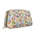 thumbnail image 2 of Naloa Glazed Donuts Leather Makeup Bag for Purse Travel, Portable Small Cosmetic Organizer for Women and Girls, Make up Bag with Zipper, 2 of 8
