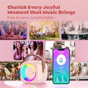 BONAOK Mini Karaoke Machine for Kids, Portable Bluetooth Karaoke Speaker with Wireless Microphone for Girls Boys Family Home Party, Pink