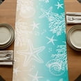 thumbnail image 5 of Table Runners 72 Inches Long Dress Scarves, Teal Beige Ombre Coastal Farmhouse Kitchen/Dining Table Runner, Coffee Tablerunners, Nautical Beach Starfish Coral Summer 14x72 Inch, 5 of 9