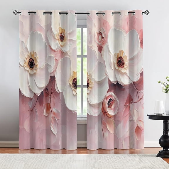 Luxury Relief Floral Blackout Curtains, Embossed Flower Window Curtains, Thermal Insulated Drapes for Bedroom Living Room Kitchen Decor 26"W x 45"L (2 Pack)