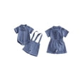 thumbnail image 2 of BemeyourBBs Newborn Baby Boys Summer Clothes Cotton Linen Baptism Day Gentleman Outfit Short Sleeve Bowtie Shirt Romper with Suspender Shorts Set, 2 of 9