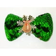 thumbnail image 3 of Pastel Christmas Green Sequin & Reindeer Hair Bow - 1 Pc., 3 of 3