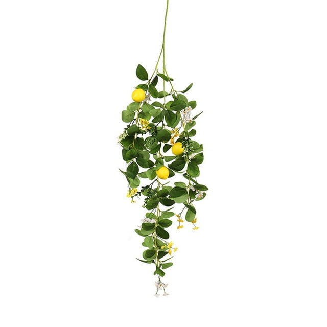 Primavera y verano flor artificial rama larga colgante de pared de limón de tres puntas
