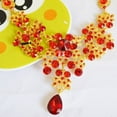 thumbnail image 6 of UDIYO Bridal Wedding Party Red Golden Color Alloy Pendant Necklace Earrings Set, 6 of 7