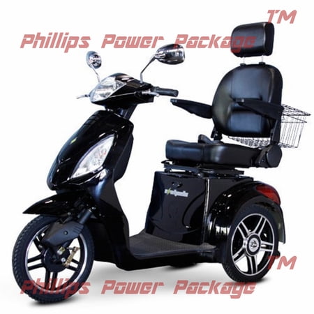 E-Wheels - EW-36 Elite Scooter with Electromagnetic Brakes - 3-Wheel - Black - PHILLIPS POWER PACKAGE TM - $500 VALUE