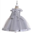 thumbnail image 5 of Huowey Little Girls' Off Shoulder Bow Evening Gown Princess Pageant Dress For Birthday Parties & Stage Performances, 5 of 6