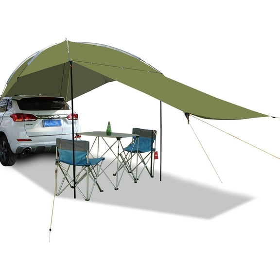 REDCAMP Car Awning for SUV Truck, 9.7'x7.5' Waterproof Rear Sun Shelter, Portable Vehicle Canopy with 2 Poles, Easy Setup for Camping, Tailgating, Beach