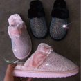 thumbnail image 4 of Plus Size 35-43 Shoes for Women Winter Warm Rhinestone Fur Slippers Female Indoor Soft Lady Home Slipper Zapatos De Mujer Slides (Black,37), 4 of 7