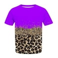 thumbnail image 6 of ZZwxWA Fashion Leopard Print Womens Tops Plus Size Short Sleeve Round Neck Summer Pullover Cute T-Shirt Purple XXXL, 6 of 6