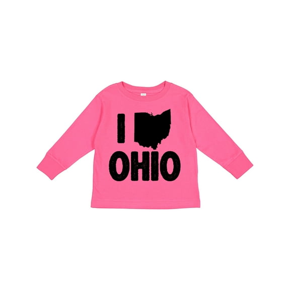Inktastic I Love Ohio with State Silhouette Boys or Girls Long Sleeve Toddler T-Shirt