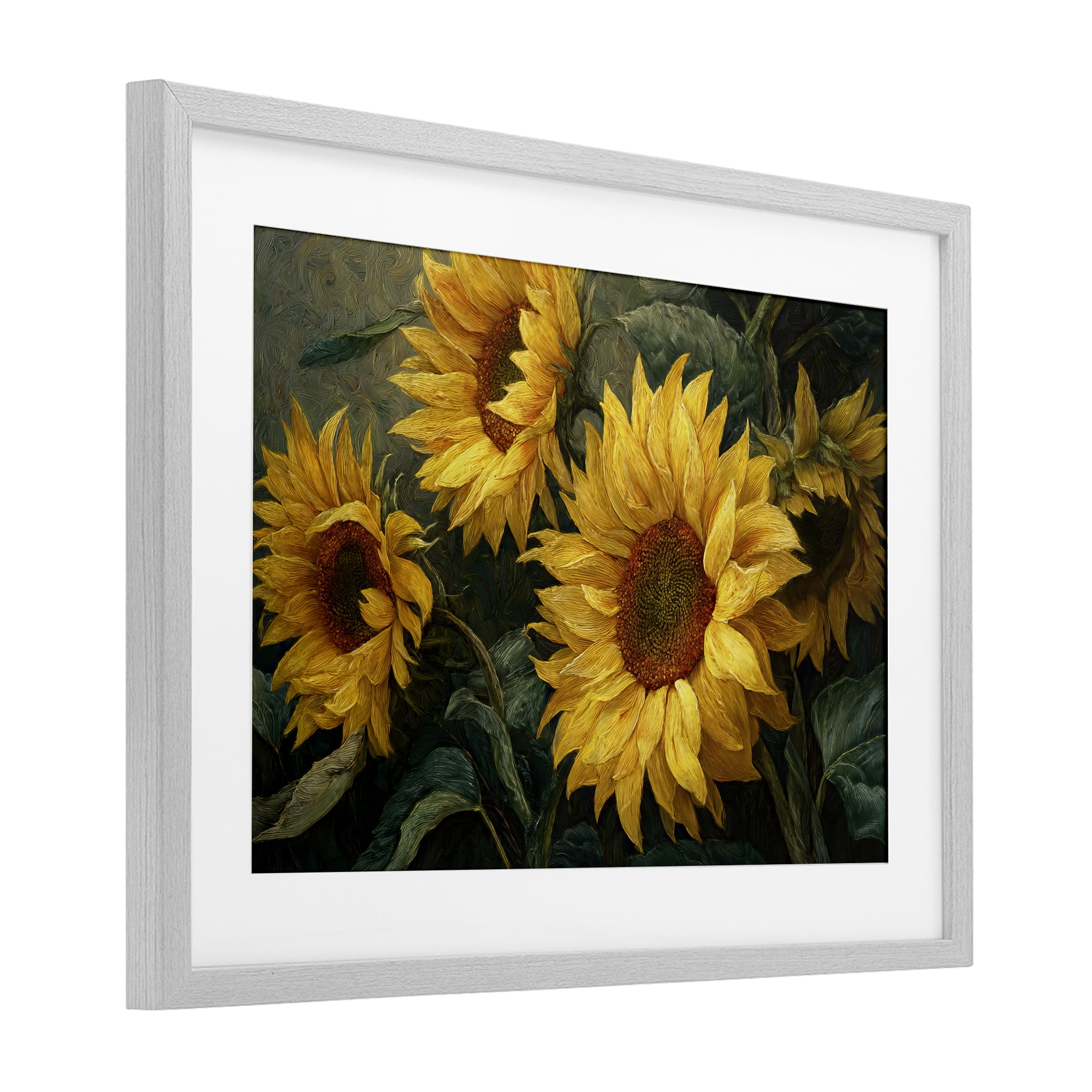 Stupell Industries Sunflowers For The Soul Gray Framed Print Under Glass, design by Tina LeCour