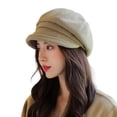 thumbnail image 2 of Opvise Women Fashion Octagonal Hat Vintage Short Brim Solid Color Washable Lightweight Keep Warm Painter Artist Lightweight Women Beret for Student Khaki, 2 of 8