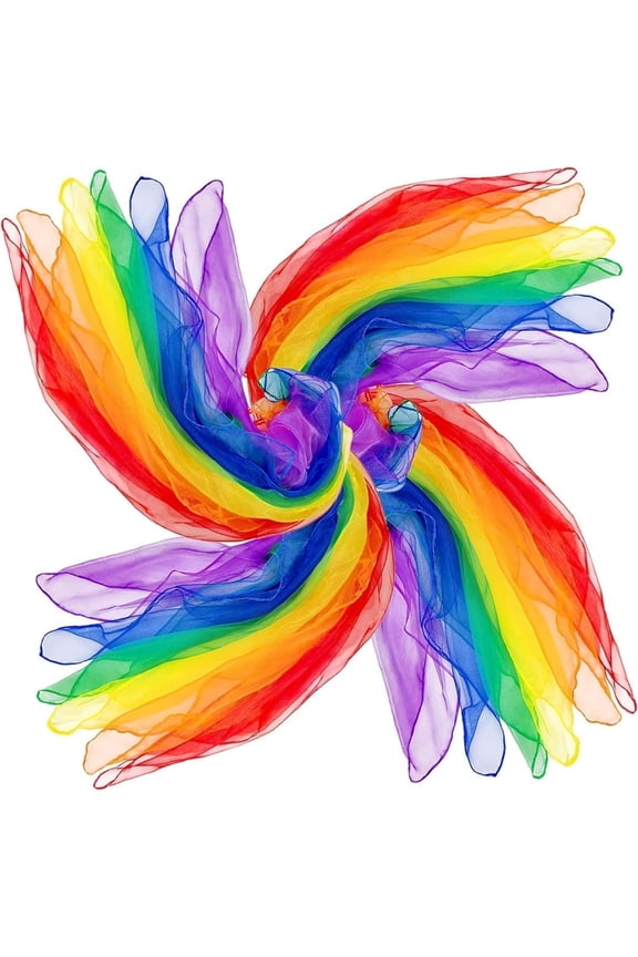 24 Pcs Dance Scarves,Play Scarves for Kids,Children Music Scarves,Silk Tricks Scarf,Colorful Scarves for Performance Props Accessories,6 Colors,24" x 24"