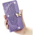 thumbnail image 3 of Samsung Galaxy A52 Wallet Case for Women, Butterfly Embossing Slim Flip PU Leather Phone Case Magnetic Closure for Credit Card Slots Holder Cover for Samsung Galaxy A52 Rhinestone Light Purple, 3 of 16