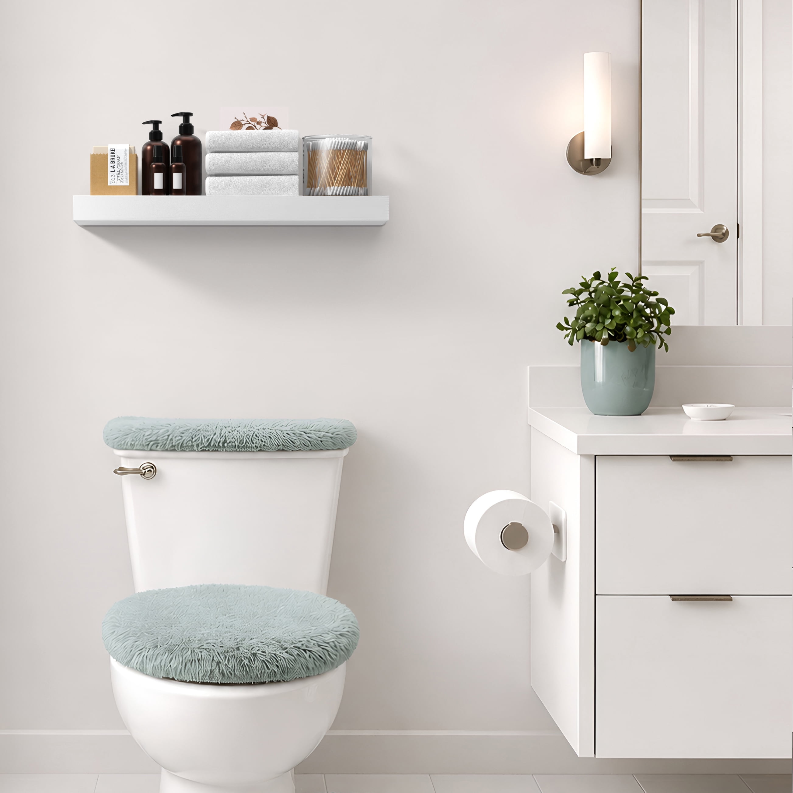 Sorbus 24" Floating Wall Shelf, White, Invisible Brackets, Bathroom, Bedroom & Home Decor
