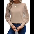 thumbnail image 3 of Top de Cuello Redondo con Encaje Bordado y Larga en Color Liso para Mujer Albaricoque XL, 3 of 8