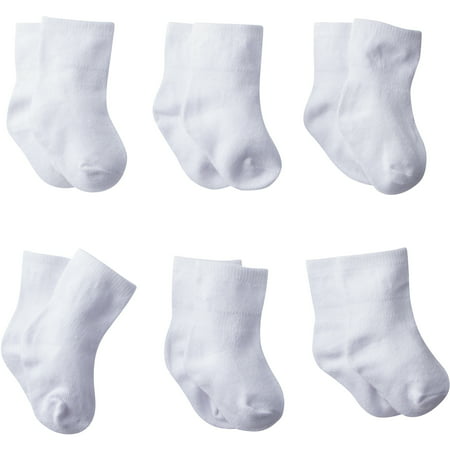 Gerber Wiggle-Proof White Jersey Ankle Bootie Socks, 8-pack (Baby Boys or Baby Girls,