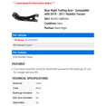thumbnail image 2 of Rear Right Trailing Arm - Compatible with 2010 - 2011 Hyundai Tucson, 2 of 2