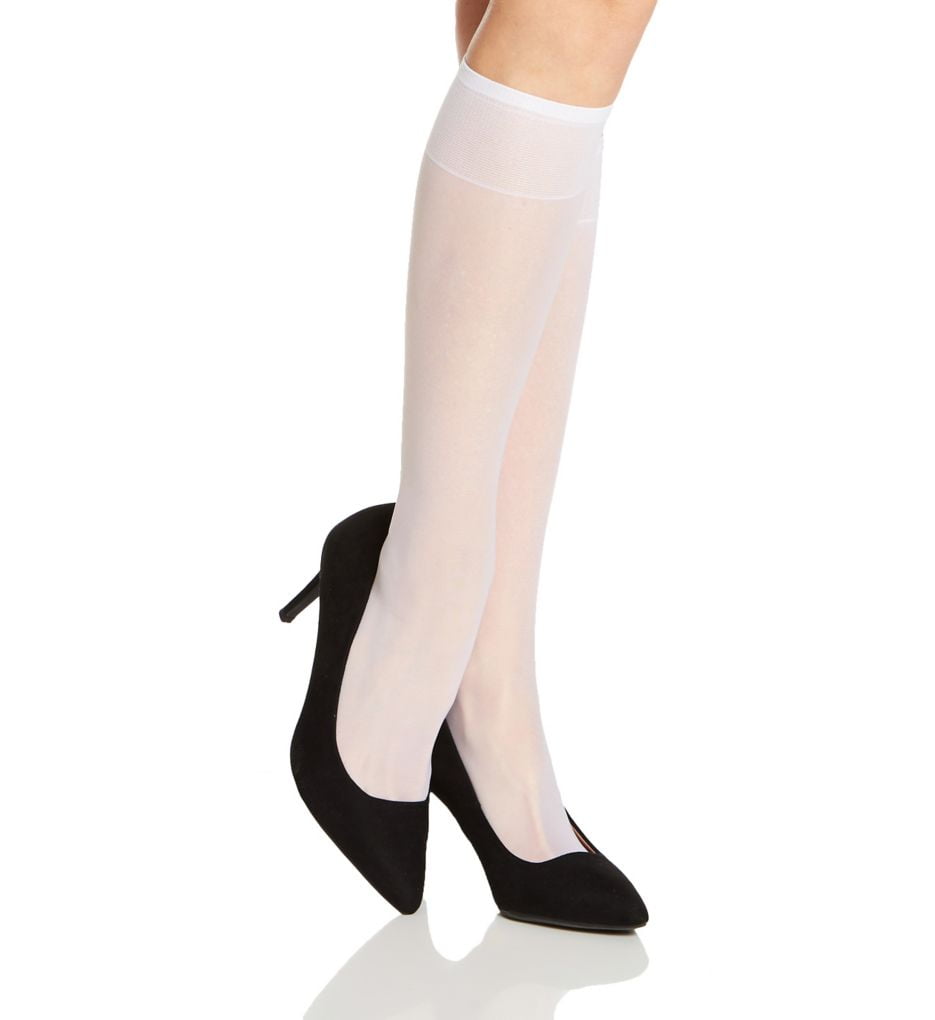 Berkshire ladies black sheer support knee-high sandalfoot socks