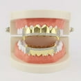 thumbnail image 6 of HOOUN Hip Hop Grills Fangs Top Bottom Set 5A+ CZ 18K Gold Silver Plated Teeth Grillz-Gold and Silver, 6 of 8