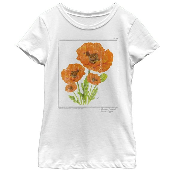 Girl's Lost Gods Vintage Poppy  Graphic Tee White Medium