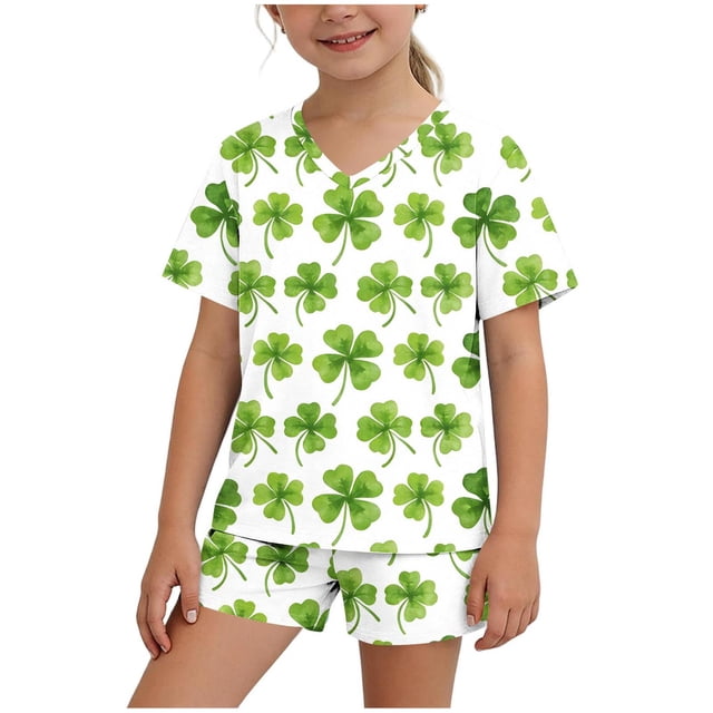 Ensemble de Blouses à Manches Longues et Col en V Imprimé pour la Saint-Patrick pour Femmes avec Poche