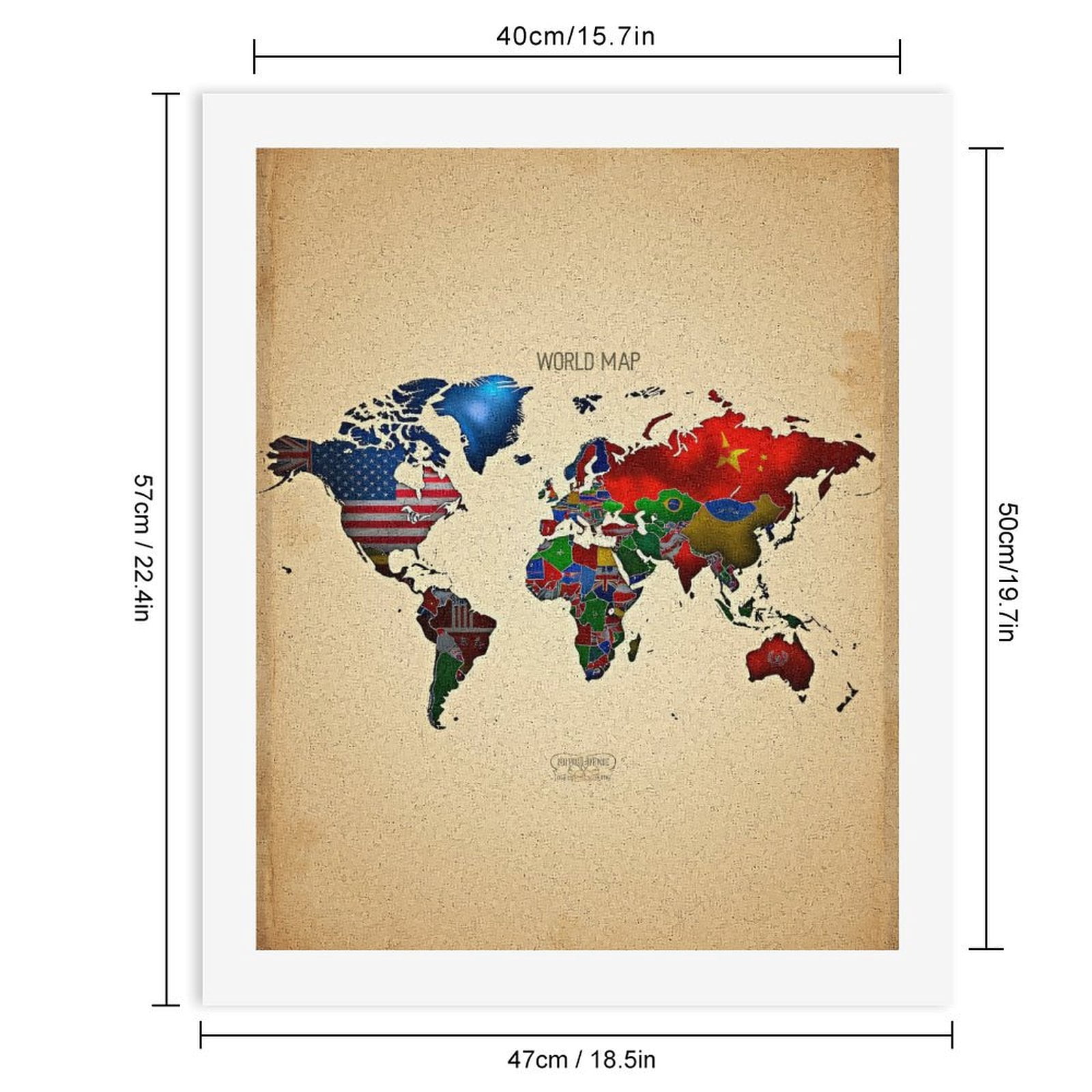 Paint By Numbers Kit for Adults Beginner - DIY World Map Flags Global Artwork Canvas Painting Kits for Adults, Frameless Paint By Number for Adults for Home Wall Decor 16x20 Inch