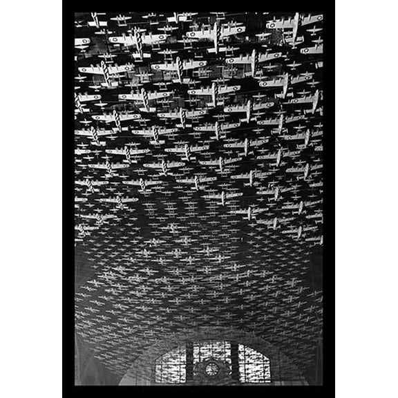 Model Airplanes Decorating the Union Station Concourse- Fine Art Canvas Print (20" x 30")