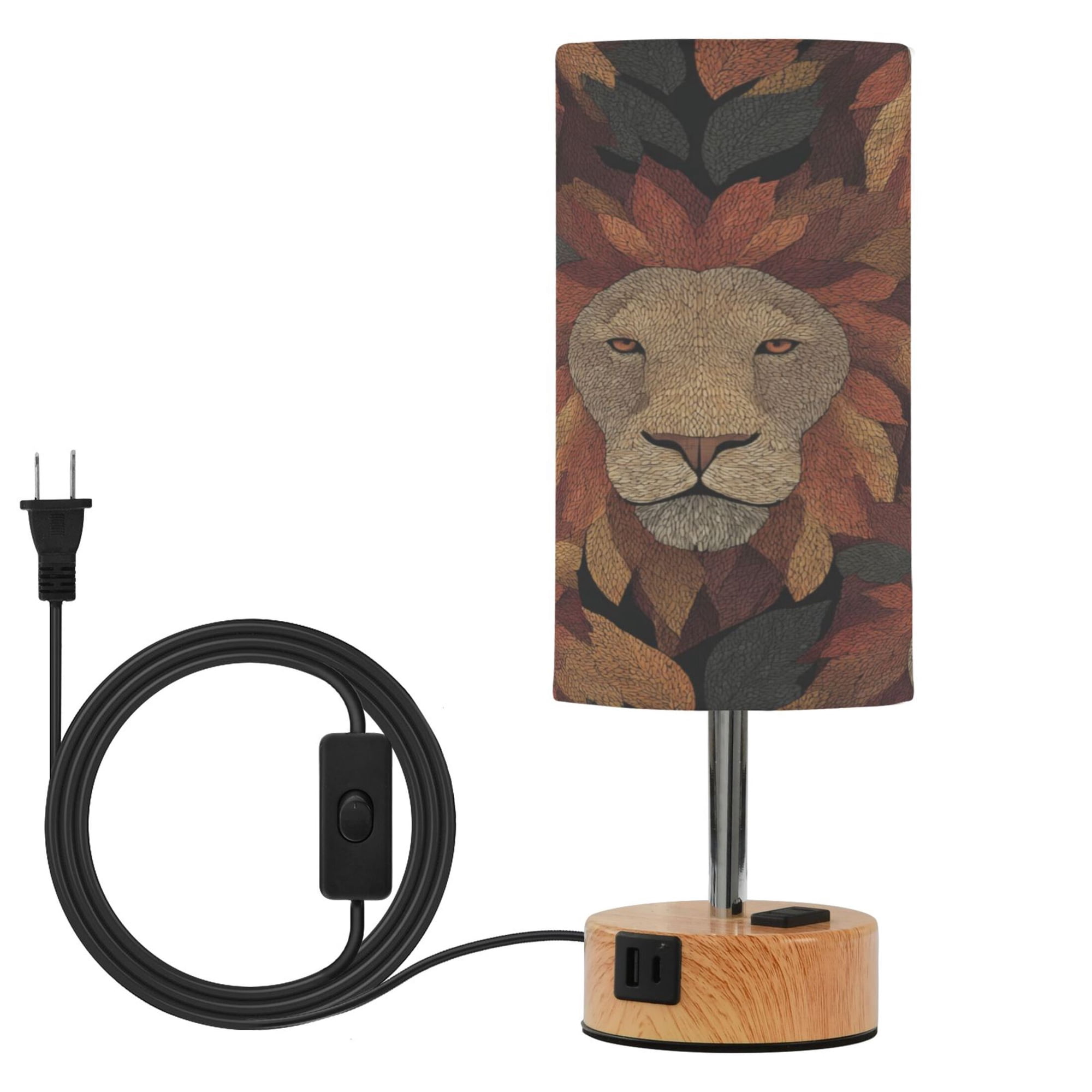 Touch Control Table Lamp with Wood Grain Metal Base 3 Color Temperature Adjustable LED Eye Caring Desk Lamp for Bedroom Study Red Lion