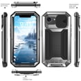 thumbnail image 4 of for iPhone 16e Rugged Metal Case, with Screen Protector Kickstand Camera Sliding Cover for iPhone 16e Full Cover Military Sturdy Armor Shockproof Dorp Test Cover for Outdoor, Silver, 4 of 7