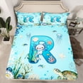 thumbnail image 2 of Feelyou Blue Initial R Twin Sheet Sets, Ocean Axolotl Animal Bedding, 3 Pieces, 2 of 7
