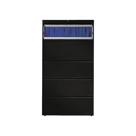 HON 5 Drawers Lateral Lockable Filing Cabinet, Black