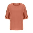 thumbnail image 4 of TUGOXIE Womens Summer Tops Tunic Short Sleeve Red Basic Loose Fit Womens Tees M, 4 of 6