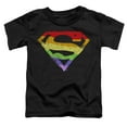 thumbnail image 2 of Superman Rough Rainbow Logo Kids T Shirt (3) for Youth Toddler Boys and Girls, Black, 2 of 5
