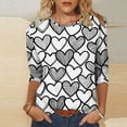 thumbnail image 4 of Hauts pour Femmes T-Shirt à Manches 3/4 Imprimé Cœur de la Saint-Valentin Col Rond Noir TTG, 4 of 6