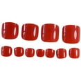 thumbnail image 2 of 24 Pcs Faux Ongles Français Courts Faux Ongles Carrés Pointes d'Ongles Complètes Rouges Décalcomanies pour Pieds, 2 of 5