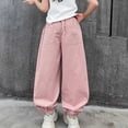 thumbnail image 1 of Ugoldhm Kids Elastic Waist Baggy Jogger Pants Side Pockets Cuffed Ankle Lightweight Loose Casual Trousers for Boys Girls 5-15Y, 1 of 1
