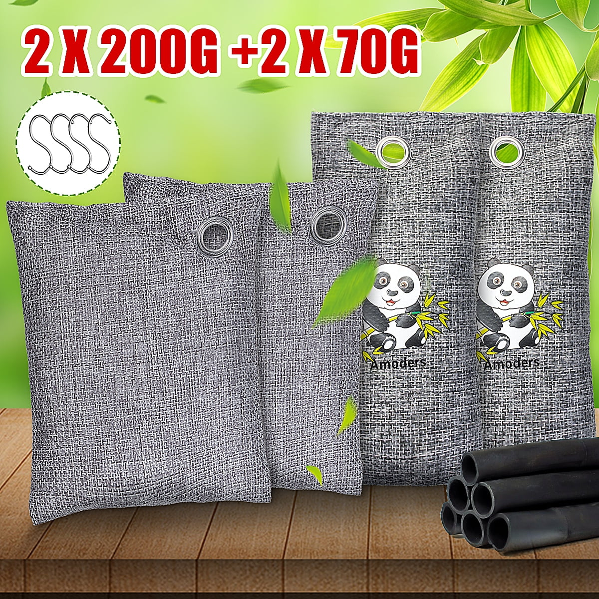 4Pack Activated Charcoal Deodorizer Odor Neutralizer Bags Complete