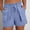001 Light Blue, variant on Women's Summer Linen Shorts Ruffles Drawstring Elastic Waist Shorts Pocket Outward Turned Beach Shorts