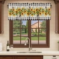 thumbnail image 6 of Sunflower Curtain Valances for Windows, Kitchen Valance Window Treatments Panel 2 Pack, Summer Botanical Bee Rustic Black Plaid Rod Pocket Short Curtains for Bathroom Bedroom 60 x 18 Inch, 6 of 8