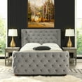 thumbnail image 4 of Brooklyn Queen Tufted Panel Bed Headboard and Footboard Set, Opal Grey Velvet, 4 of 9